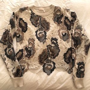 See by Chloe lace appliqué knit pullover